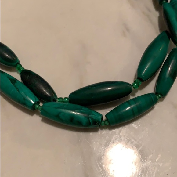 Vintage Green beaded double necklace - Picture 2 of 3